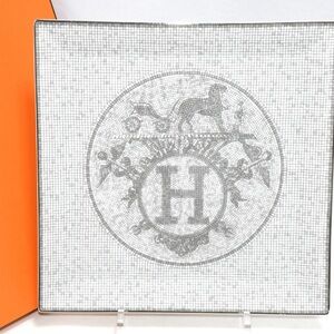 HERMES Mosaique au 24 Platinum Square Plate Tray Plate Dish 15cm - No 5